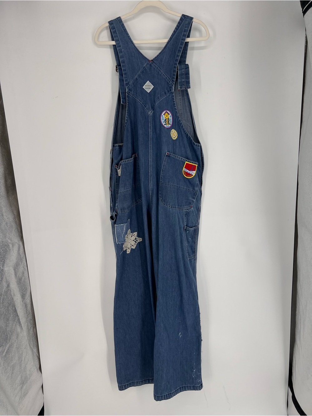 Riley Vintage Eclectic Patchwork Straight Leg Denim Jumpsuit Denim Overalls 1X - Picture 13 of 15